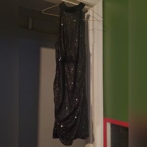 Black Turtleneck Sequin Dress
